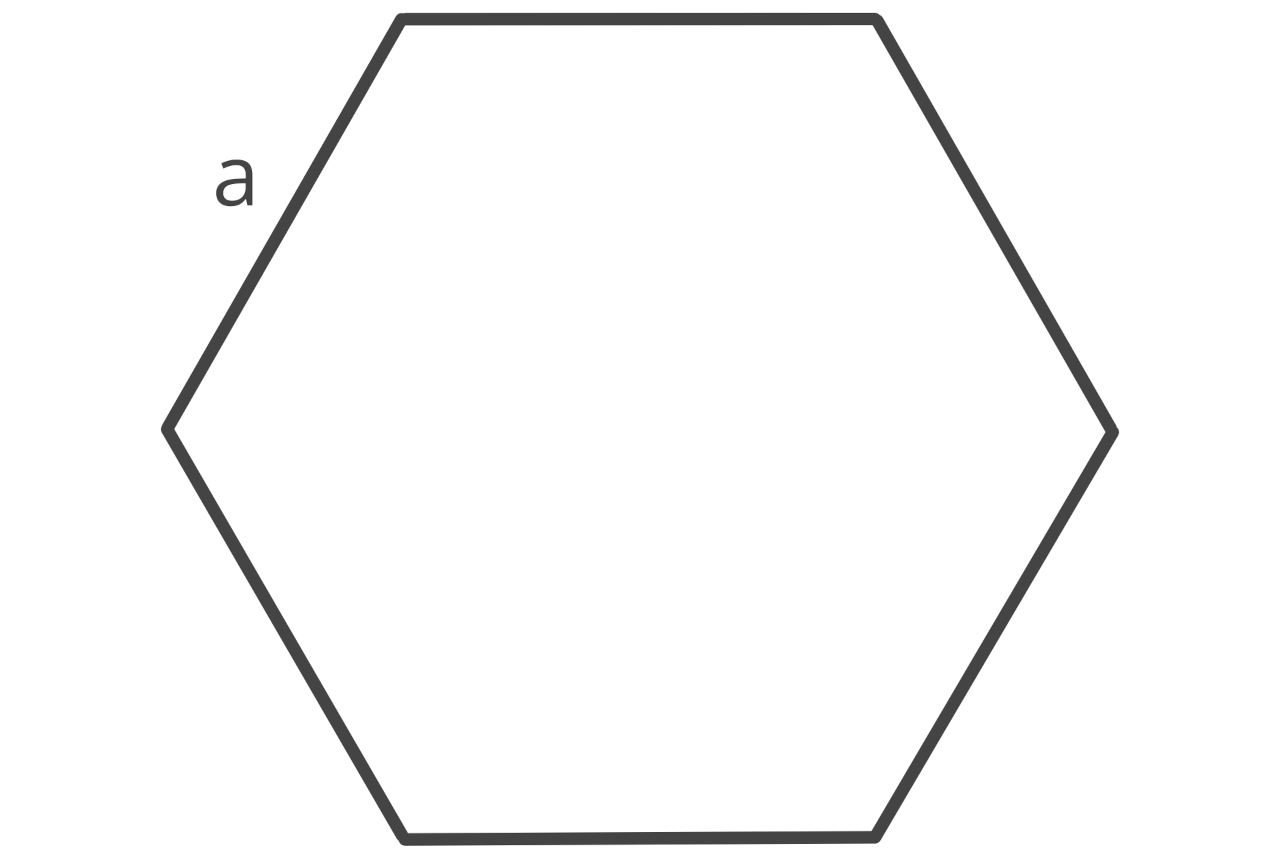 Diagram of a hexagon showing a = edge length