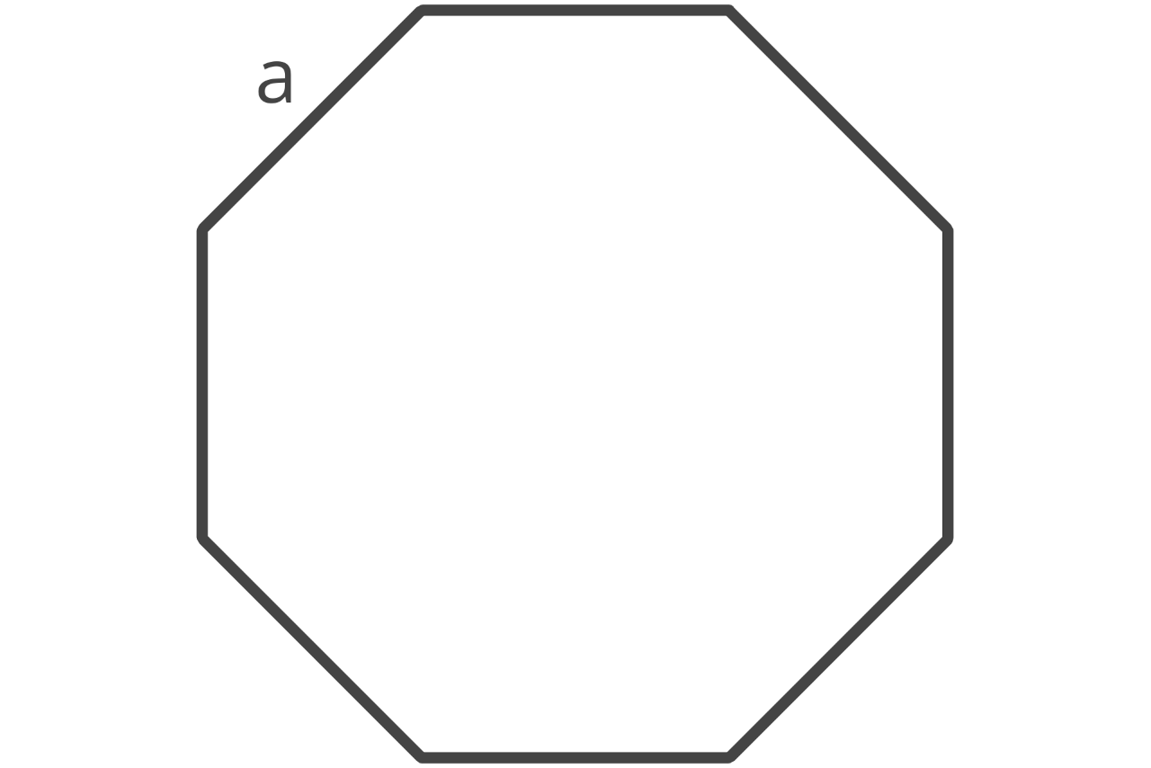 Diagram of a octagon showing a = edge length
