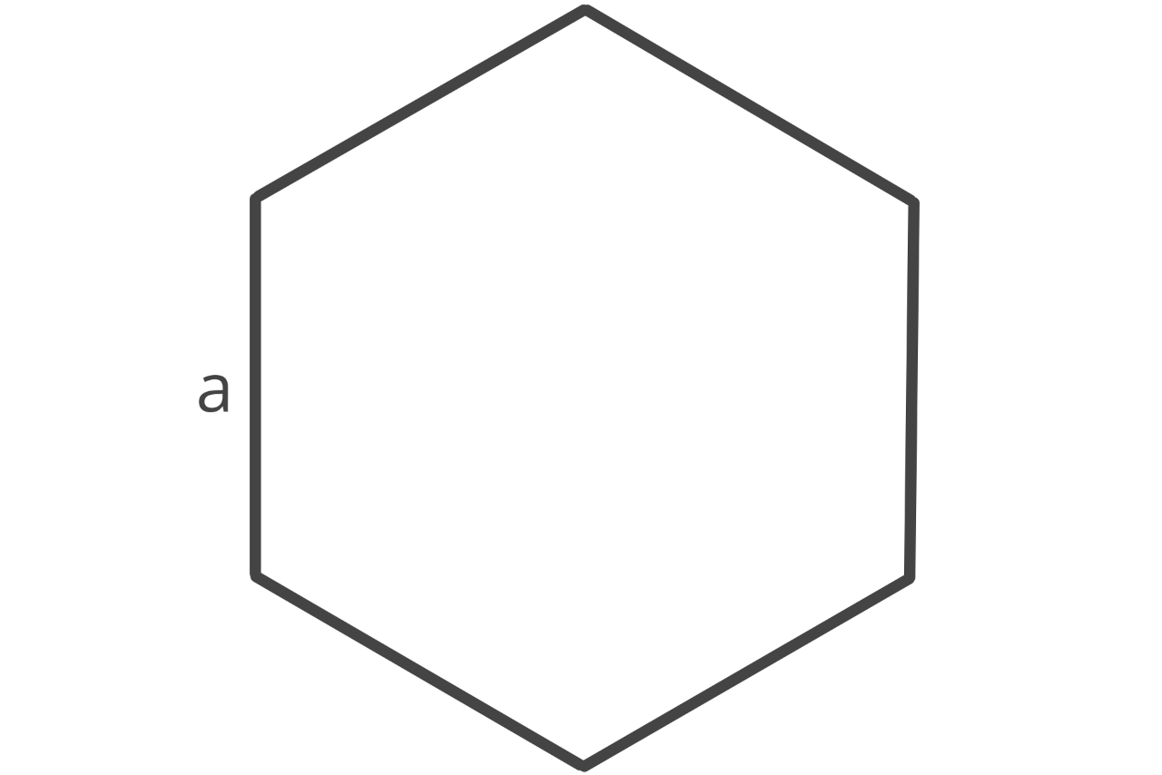 Diagram of a regular polygon showing a = edge length