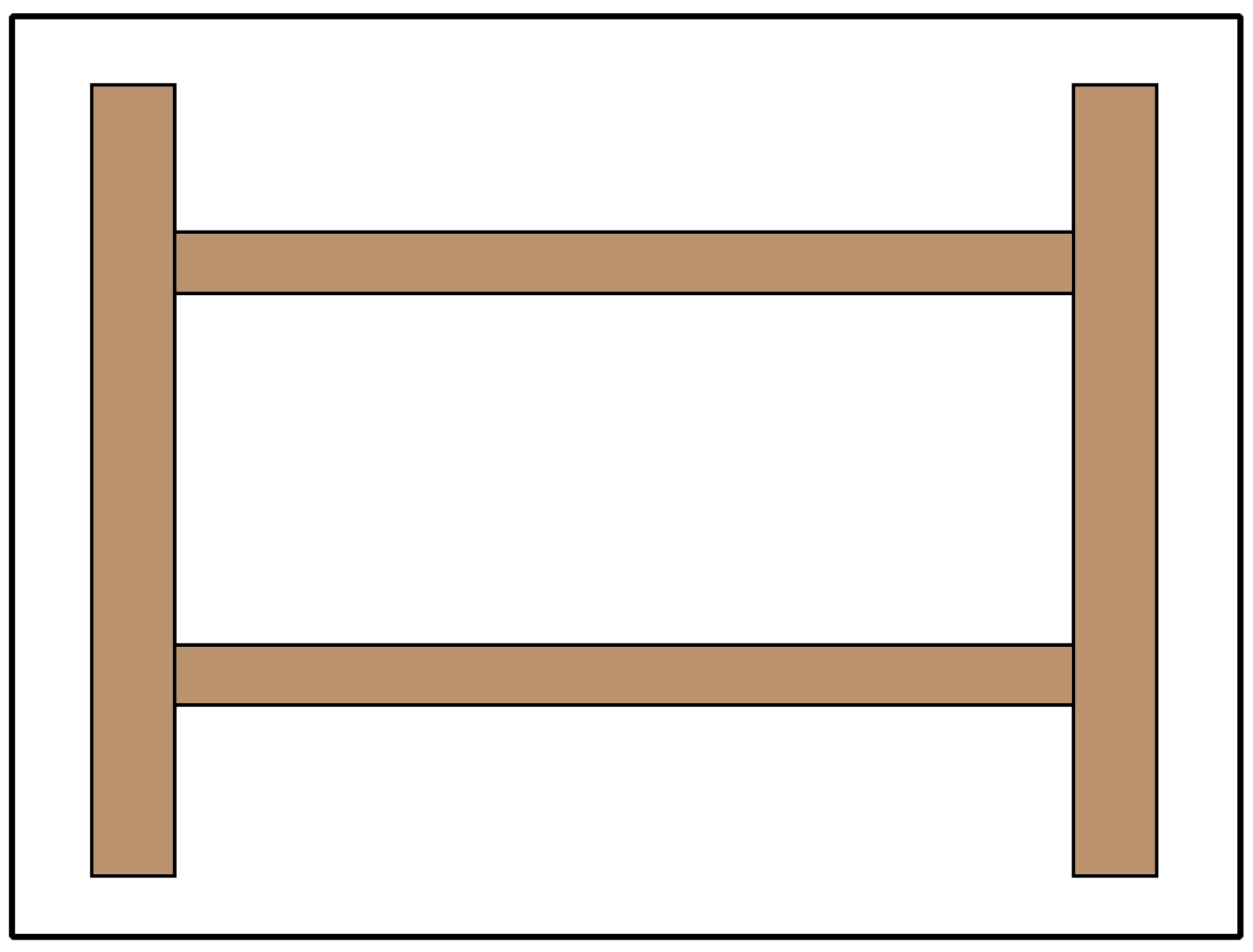 Split rail or estate fence using 2 rails