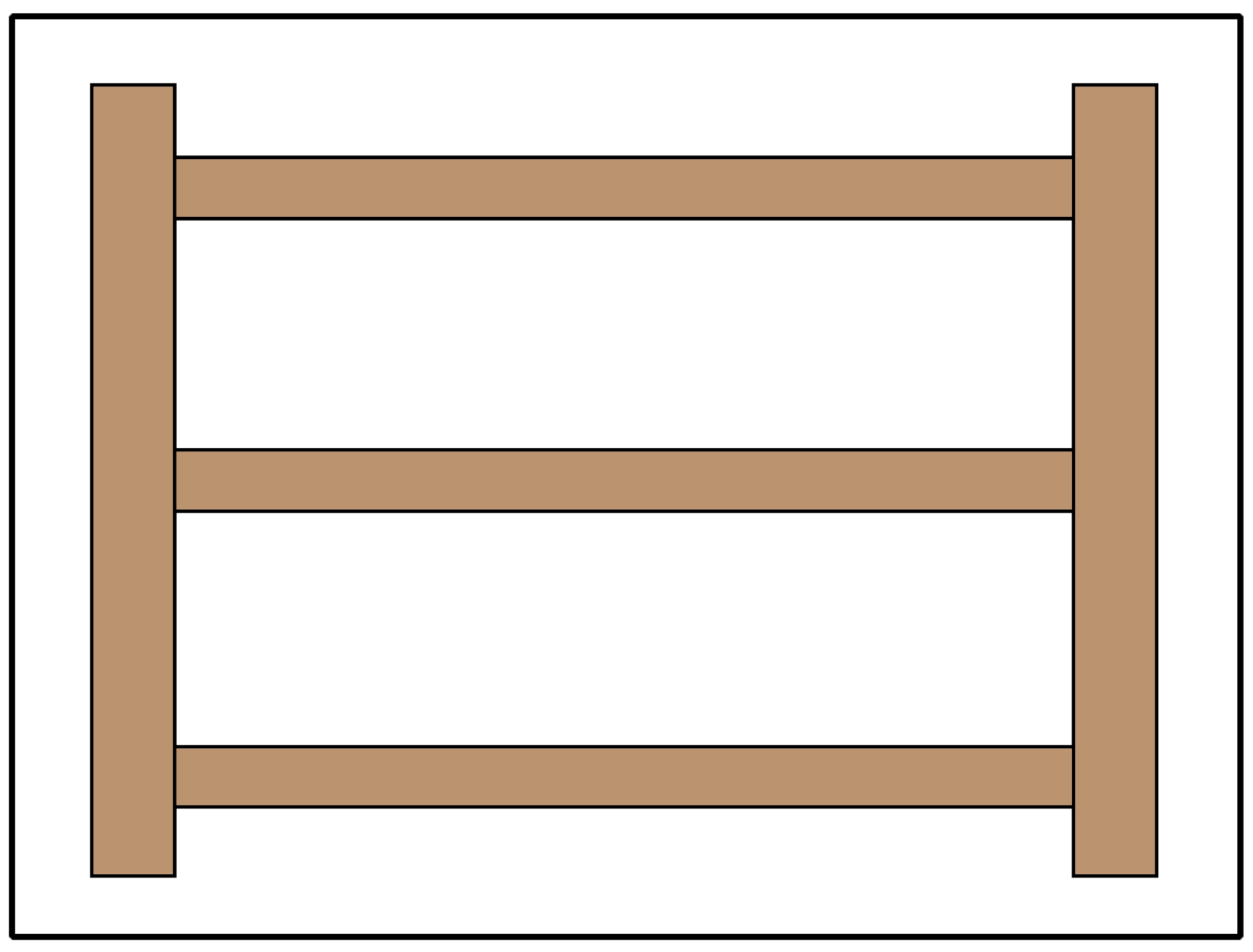Split rail or estate fence using 3 rails