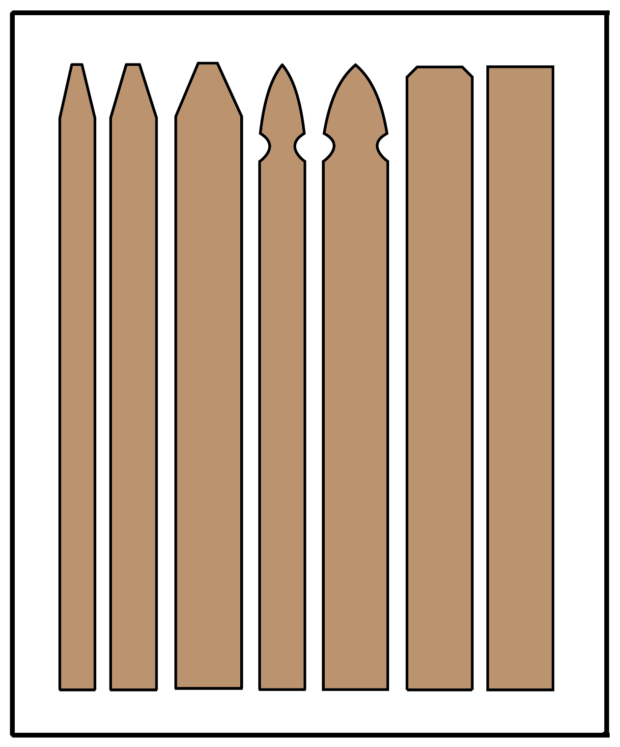 Common fence picket styles