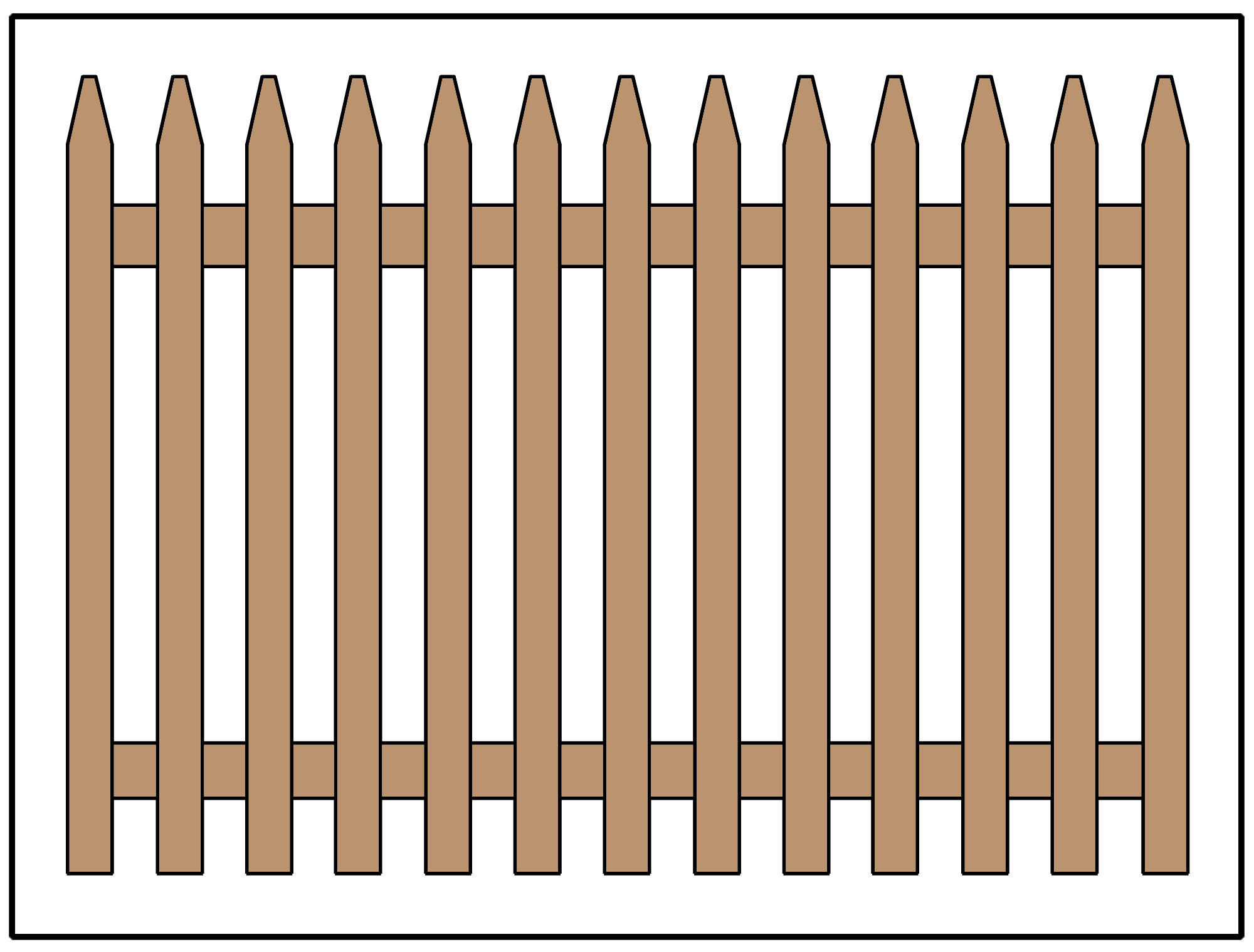 Picket fence design using common pickets