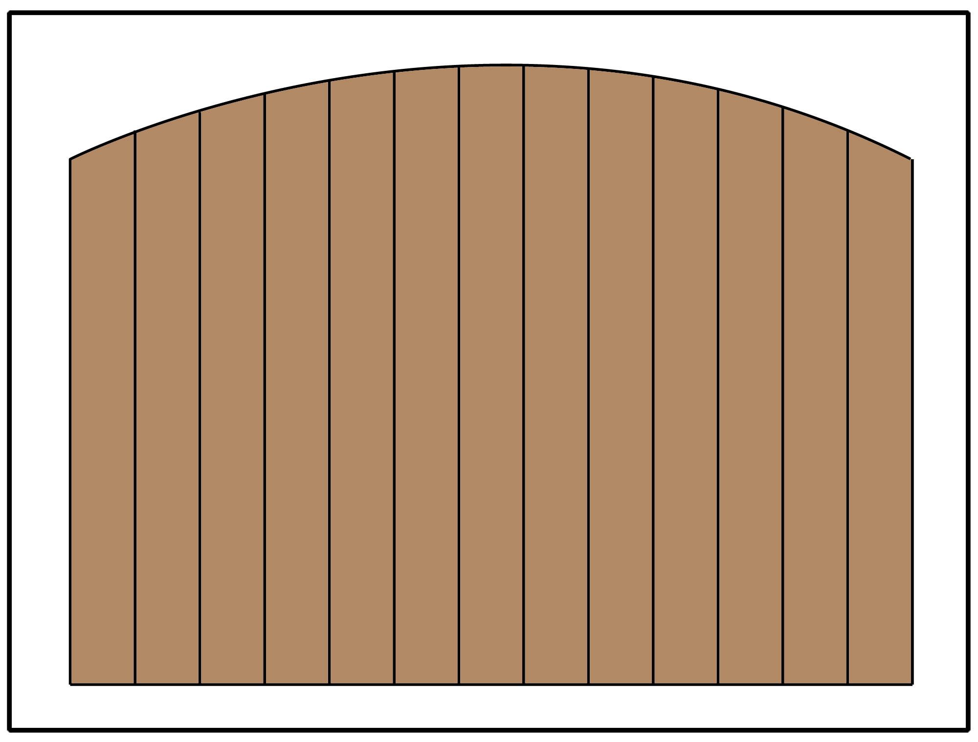 Privacy fence with an arched curve in the panel