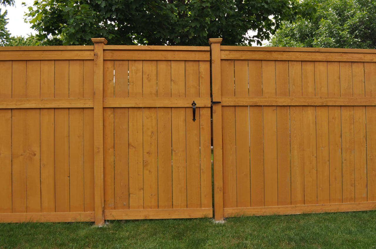 double door wood fence gate