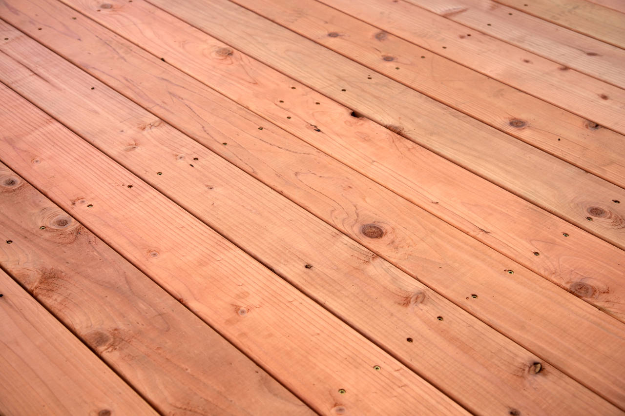 Redwood deck flooring