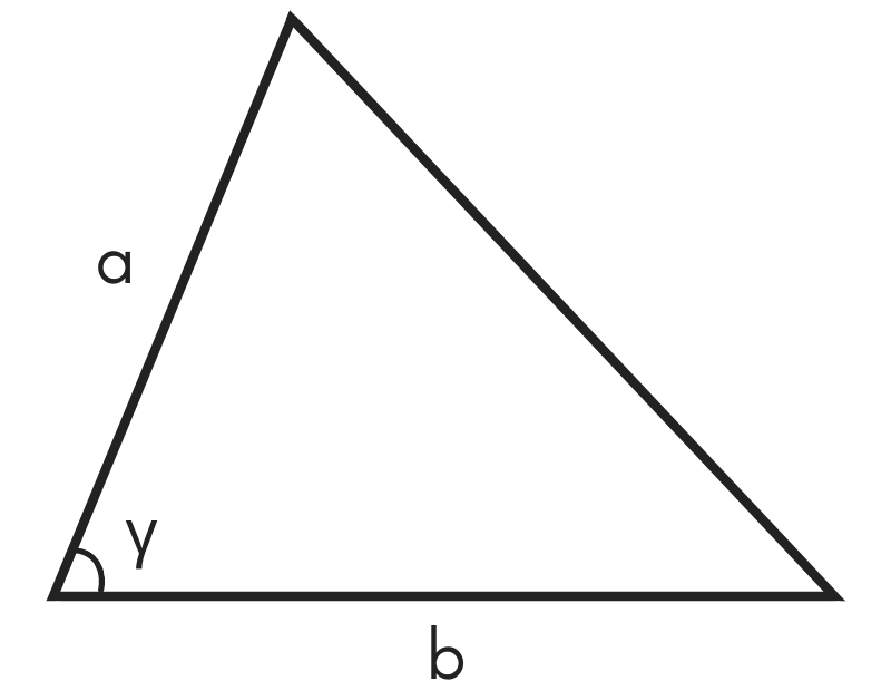 diagram of a triangle showing aides a & b and angle gamma